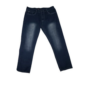 Swiss Cross Jeans Mens Dark 36x30 Straight Denim Faded embroidered Pockets